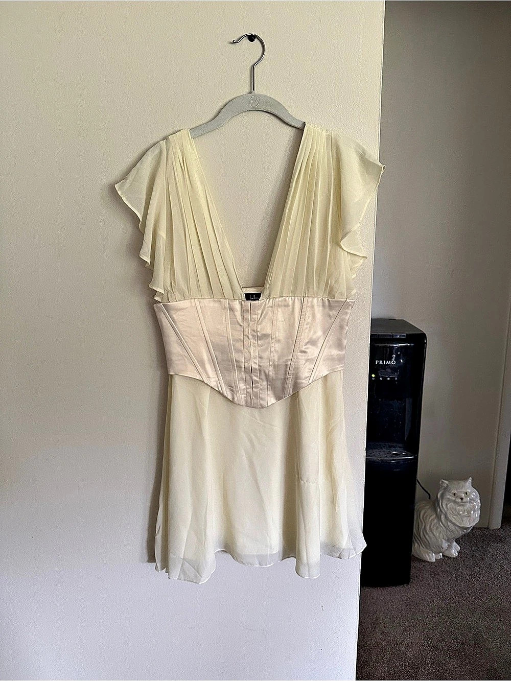 Lulu's Ruffle Sleeve Corset Mini Dress in Cream Size Medium NWT